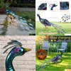 Garden Decorations Solar Lights Peacock Statyes Decoration Outdoor Lamp Hollow Figurine Path Lawn Metal Scpture Tuin Decoratie Jardi DHPTF