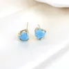 10Pairs Dainty Female Rainbow Crystal Stone Earring Charm Gold Color Small Stud Earring Cute Heart Zircon Wedding Earrings 231227