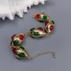 Bangle y.ying Green Red Agate Yellow Gold Plated Olivary Shape Armband Designer GEMS Smyckespresenter