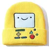 Berets Winter Unisex Knitting Beanies Hat Adult Kids Cartoon Retro Red And White Button Game Machine Coarse Knitted Cold Cap Embroidery