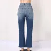 Femmes Button Pantmer High Taist Pant Jeans Femmes Femmes hautes Pocket Pocket Elastic Jeans Pantalons denim Loose Denim Denim pour femmes