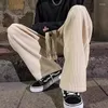 Spodnie męskie oraz aksamitne mężczyzn Corduroy American Hip Hop Streetwear workowane proste nastolatki harajuku spodni All-mecz ciepła zima ly