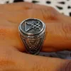 Vantage Silver Color Signet Sigil of Lucifer Ring for Men Seal of Satan Occult Mane Jewely313e