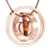 Pendentif Colliers IJD9954 Miroir Poli Cendres Gravable Coeur En Deux Cercles Collier D'urne Vierge En Acier Inoxydable 316L Crémation