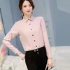 Kvinnors blusar Spring 2023 Korean Womens Topps White Casual Long Sleeve Ladies Shirts Black 2XL XL Pink Shirt