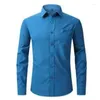メンズドレスシャツのしわ抵抗性と鉄のない弾力性のあるスリムフィッティングカジュアル長袖シャツ白い青色の赤いマルチカラー