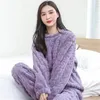 Women Pyjama Set Furry Fleece Soft Pajamas Comfortable Wear 231226