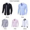 Herrklänningskjortor Blus Top Men Stand Up Casual Classic Collar Cotton Four Season Long Sleeve Premium Slim