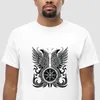 T-shirts pour hommes HX Mode Hommes T-shirts Viking Rétro Motif De Tatouage Imprimé T-shirt Coton T-shirts À Manches Courtes Hauts Femmes Décontracté