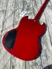 Standard electric guitar, SG electric guitar, flower pot inlay, wine red, silver vibrato, in stock, lightning package