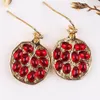 Dangle lustre Vintage frais rouge pierre goutte boucle d'oreille intéressant grenade en forme d'or couleur boucles d'oreilles ensemble de bijoux pour les femmes 241N