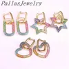 5 pares estrela oval coração balançar brincos para mulheres arco-íris zircônia cúbica micro pave jóias cor dourada 2107233026