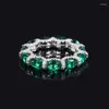 Cluster Anneaux Springlady Luxury 925 SERRLING Silver Women's Jewelry 4 Colors Green Emerald Sapphire Zircon Diamond Row Wedding Gifts