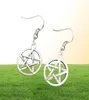 Fashion Jewelry 50PairLot Ancient Silver Pentagram Pentacle Charm Pendants Drape Earrings Witch Pagan Goth Jewelry Gift A4557255155905333