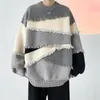 Maglioni da uomo maglione pullover lavorato a maglia invernale stile retrò coreano abbinato a frange di colore streetwear casual allentato