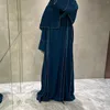 Ethnische Kleidung Elegante solide Strickjacke Muslimisches Kleid Türkei Dubai Abayas Partykleider für Frauen Kaftan Eid Lange Ärmel Robe Jalabiya