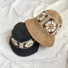 Berets Sun Hat Female Summer Soft Straw Beach Panama Hats Sunshade Sunblock Sweet Flower Bucket Braid Hollow Out Fisherman Women