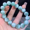 Link pulseiras atacado 1 pçs natural chinês larimar grânulo pulseira 6mm 8mm 10mm redondo genuíno semi-precioso gem pedra jóias 18cm