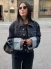 TRAF Giacca in denim sciolto per donna Autunno con manicotto lungo maniche a maniche lunghe tasche vintage bottoni di metallo 2023 231227