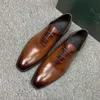 Diseñador Berluti Dress Zapatos de cuero zapatos para hombres de cuero Berluti's Venezia cuero zapatos oxford con pintados a mano Patrón de cocodrilo zapatos de cuero formal