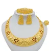 Halsketten-Sets für Frauen, Dubai, afrikanisches Goldfarben-Schmuckset, Braut-Ohrringe, Ringe, indischer nigerianischer Hochzeitsschmuck, Geschenk 231226