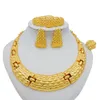 Ketting Sets Voor Vrouwen Dubai Afrikaanse Goud Kleur Sieraden Set Bruid Oorbellen Ringen Indiase Nigeriaanse Bruiloft Sieraden Gift 231226