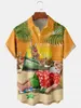 Camisas casuales para hombre para mujer Surfing Santa Christmas Camisa de manga corta hawaiana