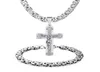 6mm Necklace 22039039 24039039 Chain Silver Gold Jesus Cross Pendant Bracelet Set Mens Stainless Steel Jewelry26825970898