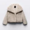 TRAF ZR abrigo de piel de invierno para mujer 2024 abrigos y mezclas de lana ropa de abrigo corta gruesa con ropa de lujo de pelo largo 231226