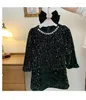 Girl Dresses Retail Winter Sequined Fleece Dress Girls Princess Elegant Party Clothes 2-7T