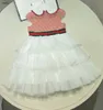 Luxuriöses Mädchenkleid, Buchstaben-Logo-Druck, Baby-Spitze, mehrschichtiger Kuchenrock, Größe 110–160, Designer-Kinderkleider, Kleinkindkleid, 20. Dezember