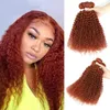 Wefts Kinky Curly Human Hair Bundles 350 Orange Ginger Colored Human Hair Weave Bundles Brazilian Remy Hair Extensions 1/3/4 Bundles