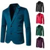 2023 NYA Fashion Casual Men Blazer V-ringning Veet 2 knappar Jacka Grön fast färg Top Coat Dress Party Banket