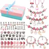 Charm DIY armband smycken gör kit söt pendellglaslegering pärlor set låd för barn julflicka närvarande födelsedagspresenter 231227