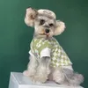 Pet Giysileri Sonbahar ve Kış Köpek Kazak Yeşil Ekose Schnauzer Fransız Bulldog Küçük Köpek Kolsuz Köpek Yeleği Yavru Giyim 231226