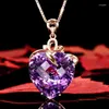 Pendant Necklaces SrLuxury Heart Shaped Amethyst Gold Colored Gemstone Synthetic Necklace For Women