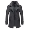 Men's Woolen Overcoat Autumn Winter Fashion Gentleman Fleece Warm Man Coat Detachable Bilayer Zipper Button Long Coat For Male 231226