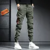 Fashion Tactical Cargo Pants Men Cotton Sport Joggers Streetwear Casual Slim Fit Drawstring Trousers 231227