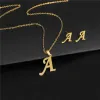 Womens Initials Letter Necklace Earrings Set Dubai Golden Color 14k Yellow Gold African Indian Wedding Jewelry Sets for Women