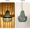 Lampes suspendues Vintage moderne E27 plafond lustre bleu perles en bois salon chambre El cuisine lampes suspendues