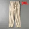 Pantalon en lin pour hommes, grande taille 9XL 8XL, pantalon d'été pour hommes, mode décontractée, couleur unie, grand 231226