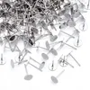 Other 500pcs 4 5 6 8mm Stainless Steel Blank Post Earring Stud Base Pins Cabochon Cameo Settings Flat Round Tray For DIY Jewelry1278h