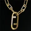 Lüks asalet tasarımcısı kadın takı set mektupları seri bağlantı etiketleri kakma küçük elmas zincir altın kolyeler kolye düğün hediyeler kutu