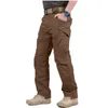 Calças masculinas 2024 carga homens multi bolso ao ar livre tático sweatpants militar exército impermeável secagem rápida elástica calças de caminhada