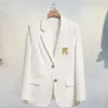 2024SS женские костюмы, пиджаки, пиджак с вышивкой буквами, белый для женщин, пальто большого размера с длинными рукавами, свободный блейзер