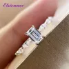 ELSIEUNEE 100% 925 Sterling Emerald Cut Gesimuleerde Moissanite Diamond Wedding Ring Mode Fijne Sieraden Cadeau Voor Vrouwen Whole214t