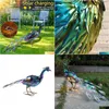 Garden Decorations Solar Lights Peacock Statyes Decoration Outdoor Lamp Hollow Figurine Path Lawn Metal Scpture Tuin Decoratie Jardi DHPTF