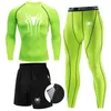 Tute da uomo Atletica 3 pezzi Set di compressione per uomo Stampa grafica Palestra Corsa Allenamento Kit fitness Strato base Canottiera Top Pantaloni