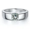 Klusterringar Solid Platinum PT950 Men Ring 1CT Princess Cut Moissanite Diamond Engagement Women Excellent Anniversary Day Jewelry