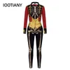 Iootian Women/Men Skull Skuleton Wydrukowane przerażające kombinezony na Halloween imprezę Cosplay Cosplay Bodysuit Adults Fitness Onesie Ostra 231227